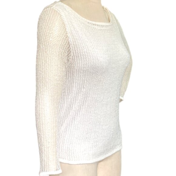 Uniform by John Paul Richards Mesh Sequin Top w/ Under-Tank Top Sz M White 88Q - Picture 1 of 6